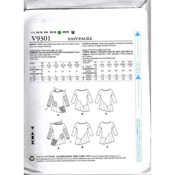 Vogue V9301 Misses XS to Med Kayla Kennington Pullover Tunic Sewing Pattern - Picture 2 of 2